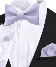 Lavender-Iris Self Tie Bow Tie with Handkerchief & Cufflinks Set for Men by Adam Young