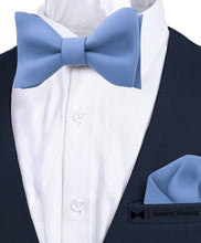 Light Blue Self Tie Bow Tie with Handkerchief Set for Men by Adam Young