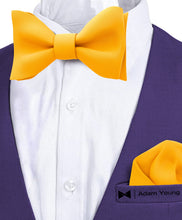 Merigold Yellow Self Tie Bow Tie with Handkerchief Set for Men by Adam Young