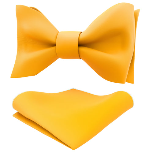 Merigold Yellow Self Tie Bow Tie with Handkerchief Set for Men by Adam Young