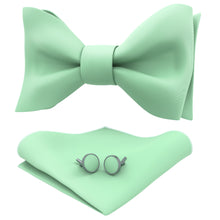 Mint Self Tie Bow Tie with Handkerchief & Cufflinks Set for Men by Adam Young