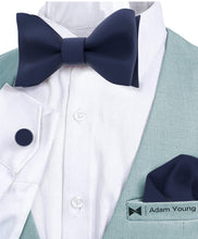 Navy Blue Self Tie Bow Tie with Handkerchief & Cufflinks Set for Men by Adam Young