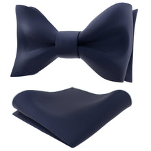 Navy Blue Self Tie Bow Tie with Handkerchief Set for Men by Adam Young