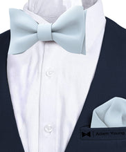 Pastel Blue Self Tie Bow Tie with Handkerchief Set for Men by Adam Young