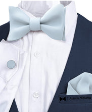 Pastel Blue Self Tie Bow Tie with Handkerchief & Cufflinks Set for Men by Adam Young