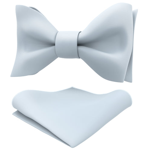 Pastel Blue Self Tie Bow Tie with Handkerchief Set for Men by Adam Young