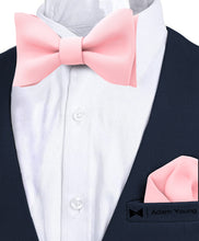 Pink Self Tie Bow Tie with Handkerchief Set for Men by Adam Young