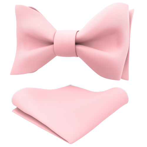 Pink Self Tie Bow Tie with Handkerchief Set for Men by Adam Young