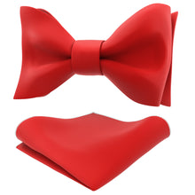 Red Self Tie Bow Tie with Handkerchief Set for Men by Adam Young