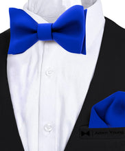 Royal Blue Self Tie Bow Tie with Handkerchief Set for Men by Adam Young