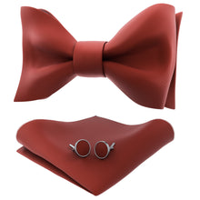 Rust Self Tie Bow Tie with Handkerchief & Cufflinks Set for Men by Adam Young