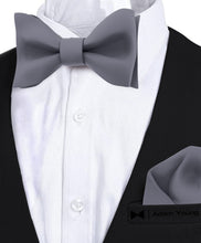 Slate Grey Self Tie Bow Tie with Handkerchief Set for Men by Adam Young