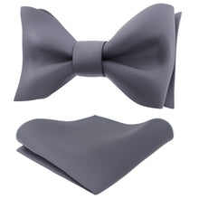 Slate Grey Self Tie Bow Tie with Handkerchief Set for Men by Adam Young