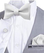 White Self Tie Bow Tie with Handkerchief & Cufflinks Set for Men by Adam Young