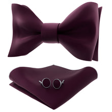 Wine Red Self Tie Bow Tie with Handkerchief & Cufflinks Set for Men by Adam Young